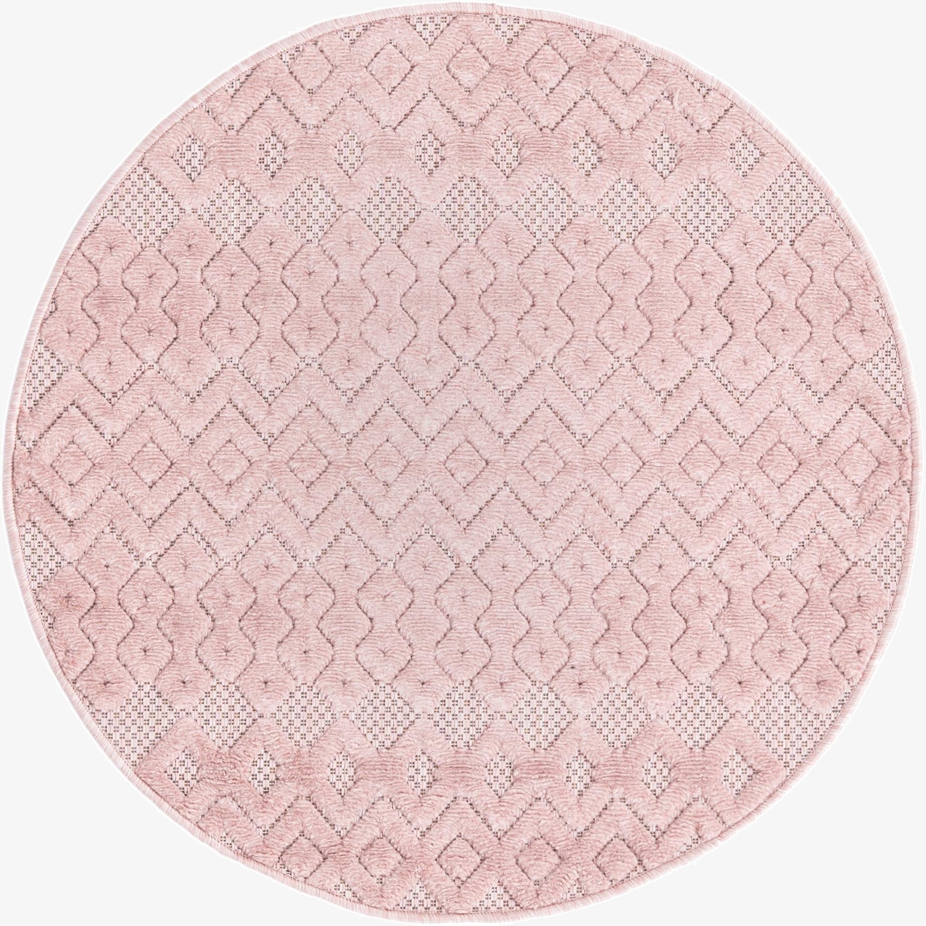  3' x 3'  Washable Trellis Textured Indoor / Outdoor Round Rug