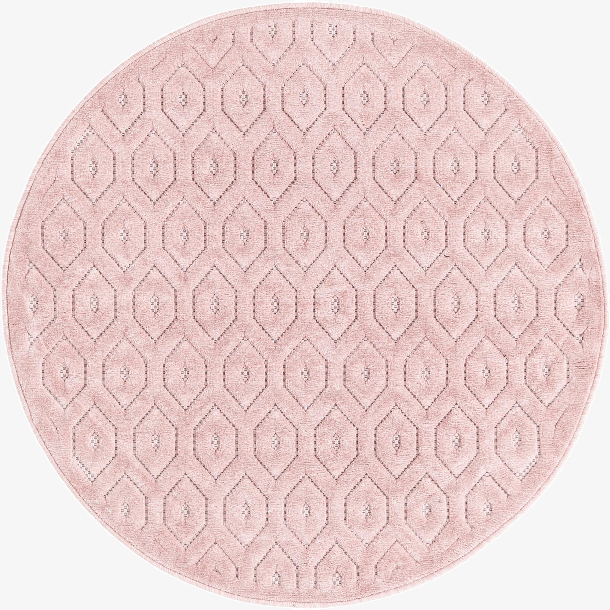 4' x 4'  Washable Trellis Textured Indoor / Outdoor Round Rug