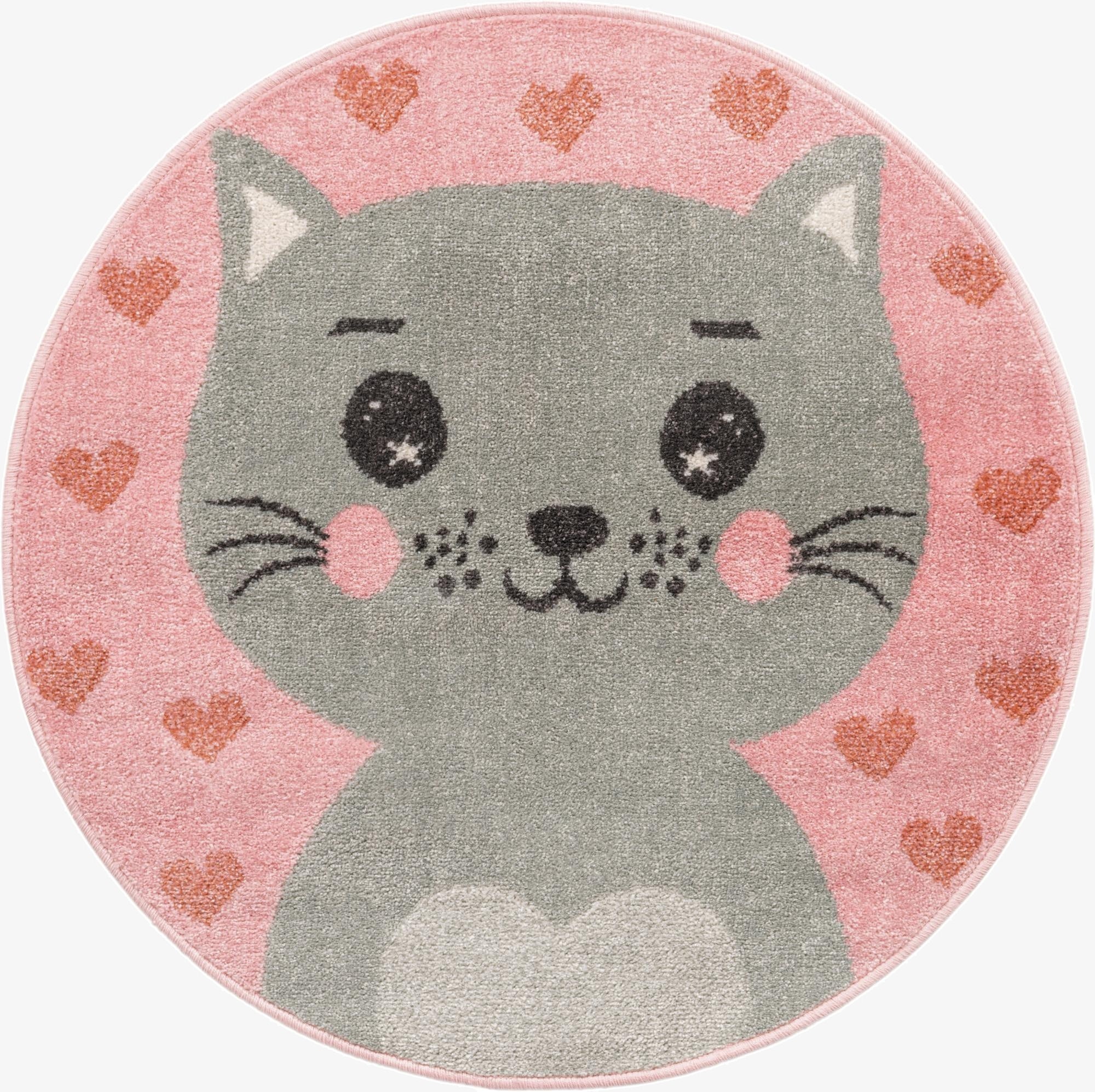  3' 3 x 3' 3 Cat Whimsy Kids Round Rug
