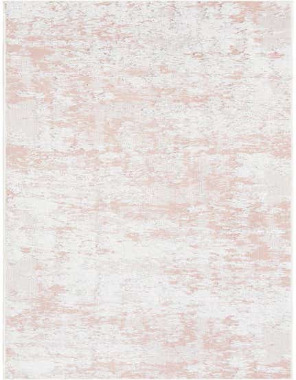 A 12 ft runner rug from the Rugs.com Abbey collection, featuring an abstract pattern in pinks and white, ideal for a hallway.