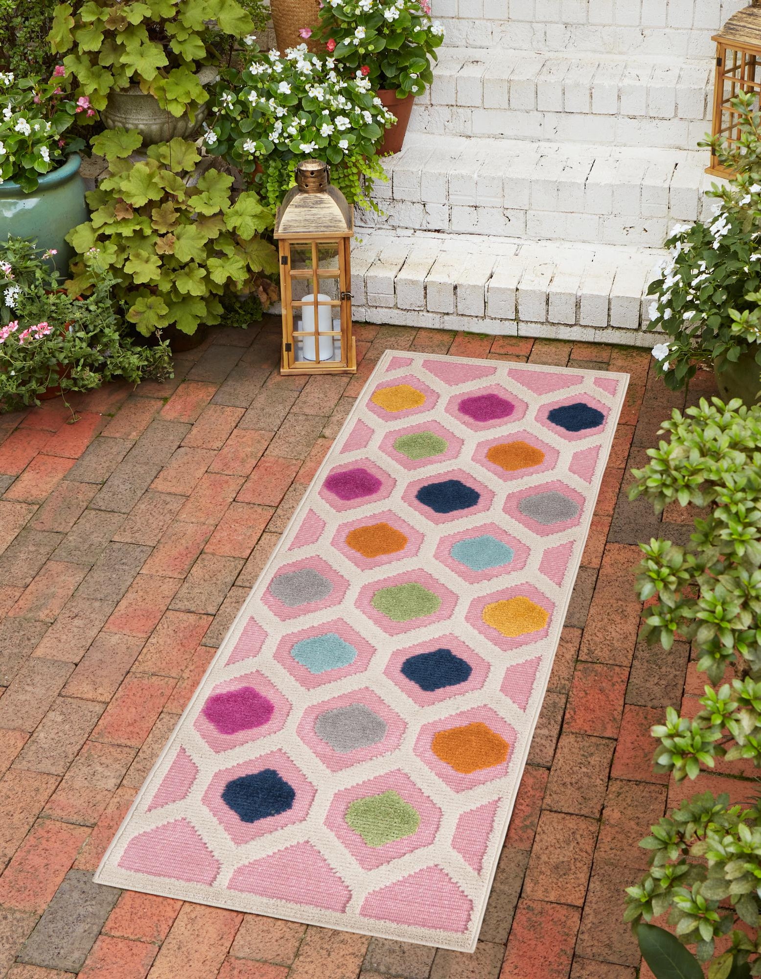 Pink 2' x 10' Aruba Outdoor Runner Rug | Rugs.com