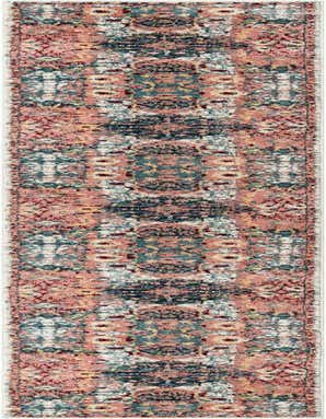 A 16 ft runner rug from the Charleston Collection, featuring a distressed transitional floral pattern in various shades of pink, teal, and cream.