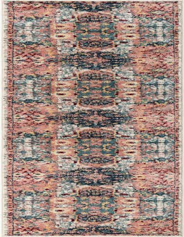 A 13 ft runner rug from the Charleston collection featuring a distressed transitional floral pattern in shades of pink, teal, and gold.
