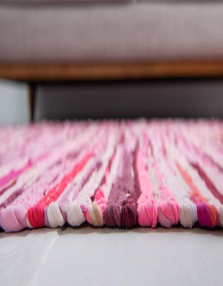 Detail image of  2' 7 x 9' 10  Hand Woven Chindi Cotton Runner Rug