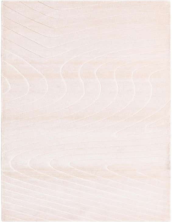 A 10 ft runner rug in soft pinks with a modern wavy pattern, ideal for a hallway.