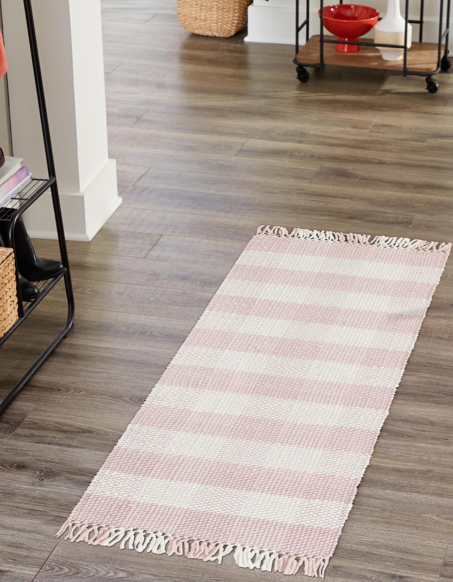Pink 2' 7 x 10' Eco Plaid Indoor Washable Indoor / Outdoor Runner Rug ...