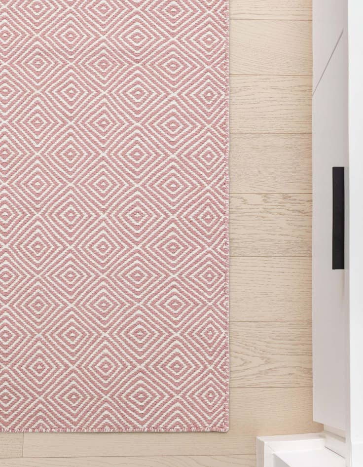 Detail image of  2' x 6' 1  Hand Woven Geo Trellis Flatweave Runner Rug