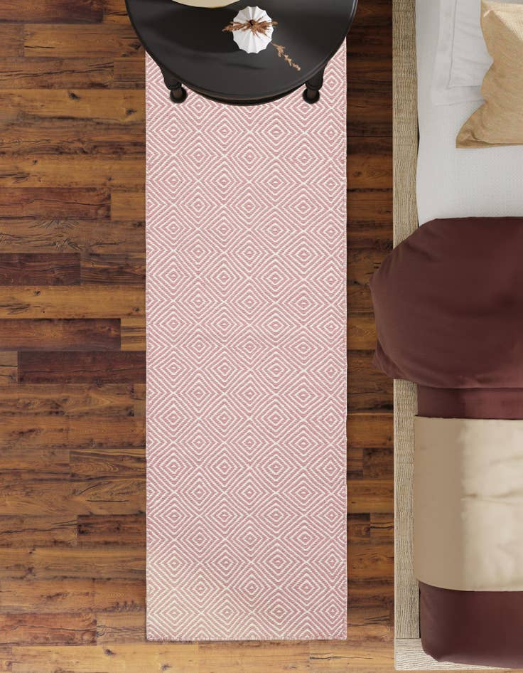 Detail image of  2' x 6' 1  Hand Woven Geo Trellis Flatweave Runner Rug