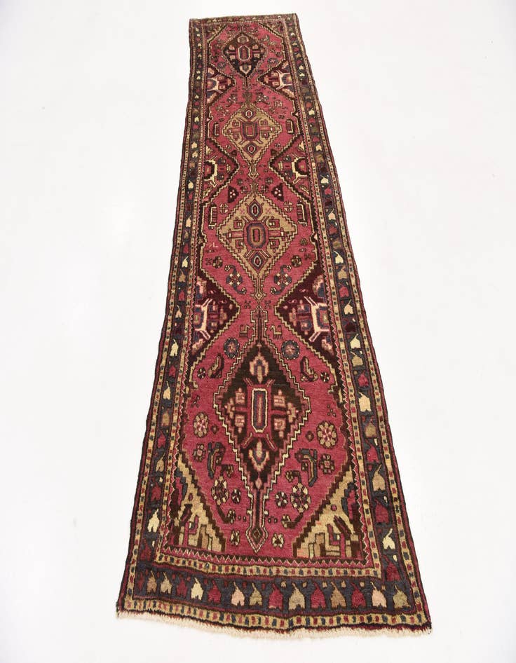 Detail image of  3' 3 x 9' 7  Hand Knotted Hamedan Persian Wool Runner Rug