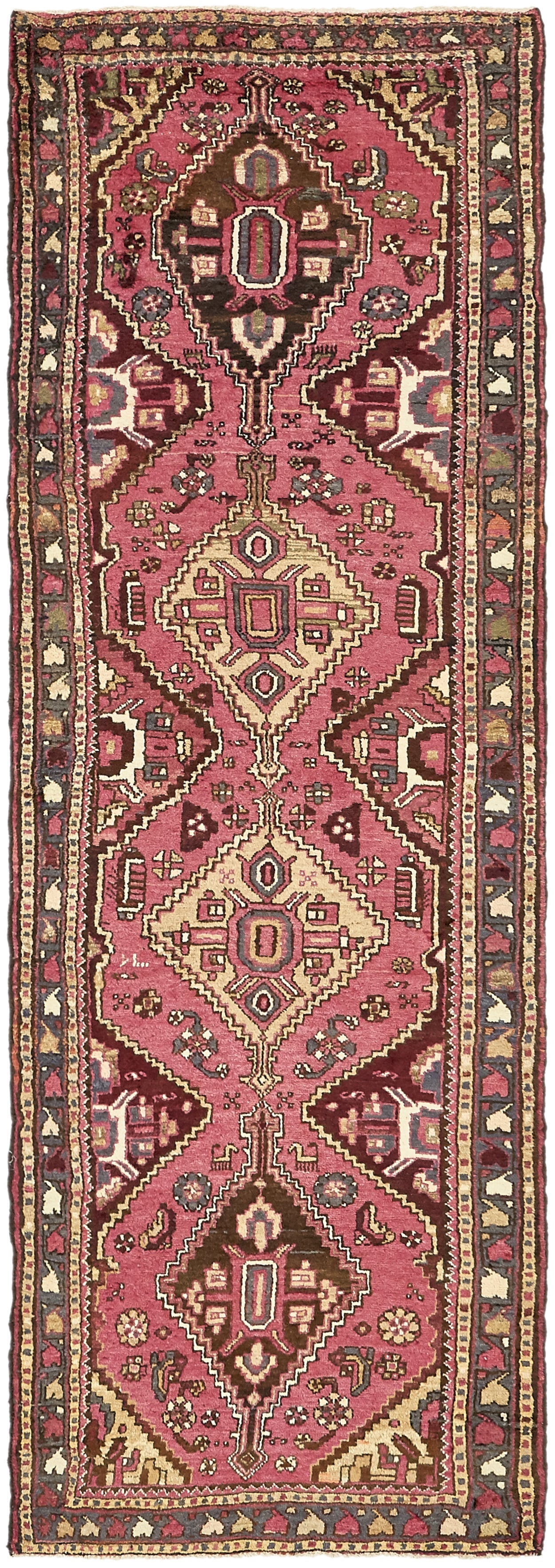  3' 3 x 9' 7  Hand Knotted Hamedan Persian Wool Runner Rug