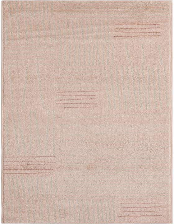 A 10 ft Hanahan runner rug in soft pink with subtle abstract stripes and a medium pile, perfect for a hallway.