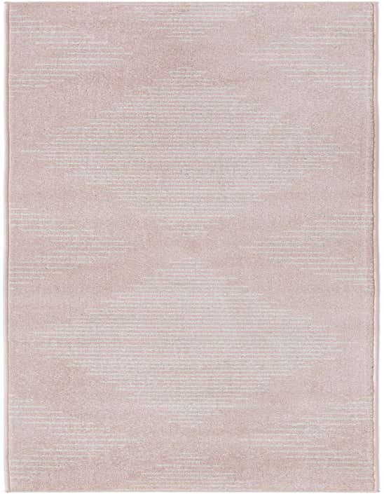 A 10 ft runner rug in soft pink with subtle light pink horizontal stripe patterns, ideal for a hallway.