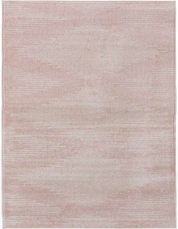 A 12 ft runner rug in soft pink with a subtle, light-colored striped pattern, ideal for a hallway.