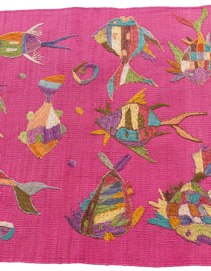 Detail image of  2' 5 x 8'  Hand Woven Kilim Suzani Wool Runner Rug