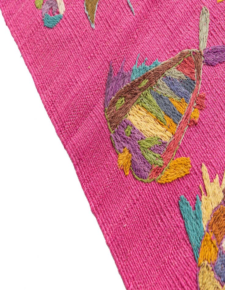 Detail image of  2' 5 x 8'  Hand Woven Kilim Suzani Wool Runner Rug