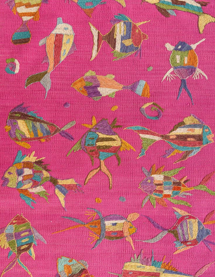 Detail image of  2' 5 x 8'  Hand Woven Kilim Suzani Wool Runner Rug