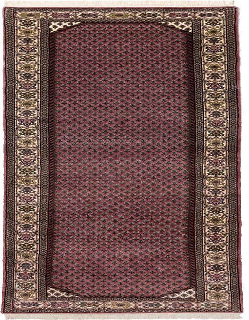 A 10 ft Mir runner rug in pink, featuring a traditional Oriental pattern with a detailed border, ideal for hallways.
