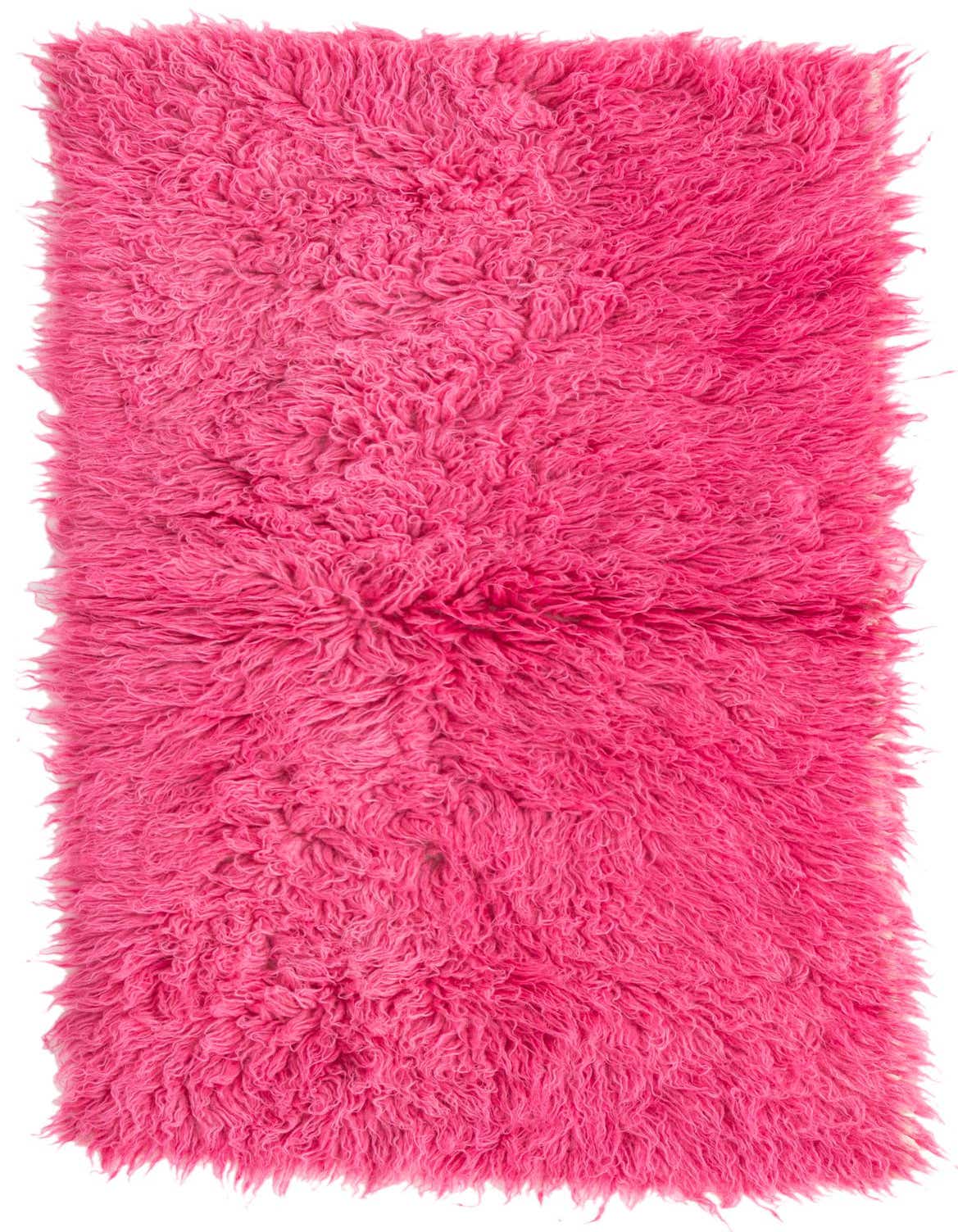 A vibrant pink 4 ft runner rug with a plush, shaggy texture, suitable for a hallway.