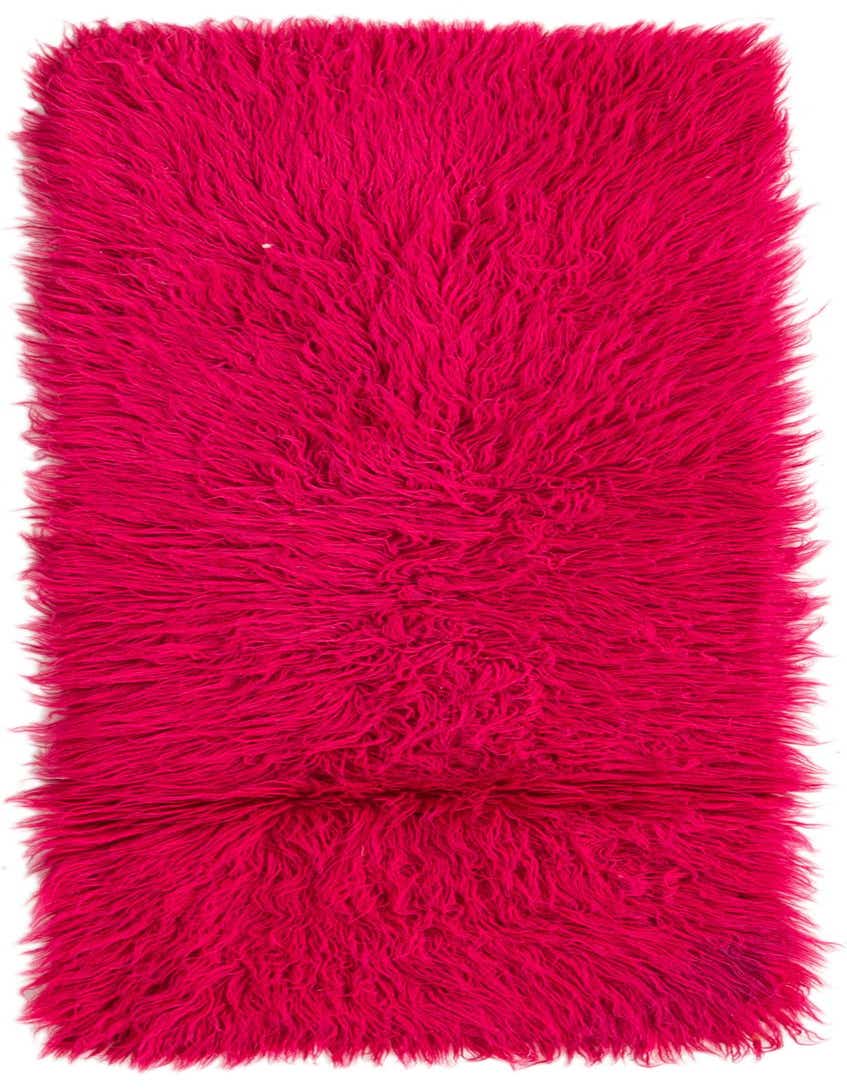 A vibrant pink shag runner rug, 5 ft, with a plush, shaggy texture, perfect for a hallway.