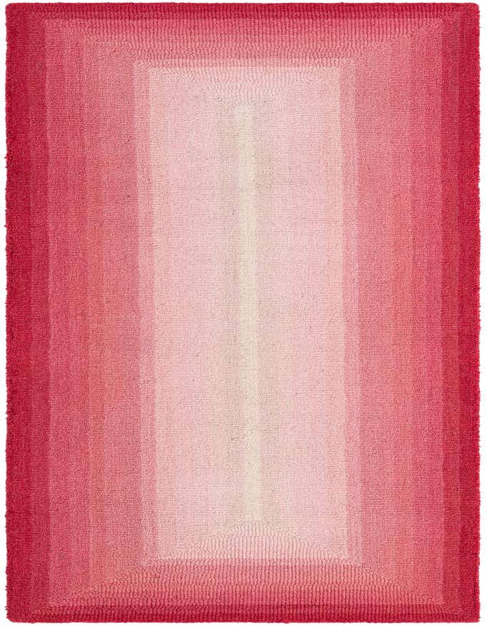 A 6 ft runner rug with a modern ombre pattern, transitioning from deep pink at the edges to light pink in the center.