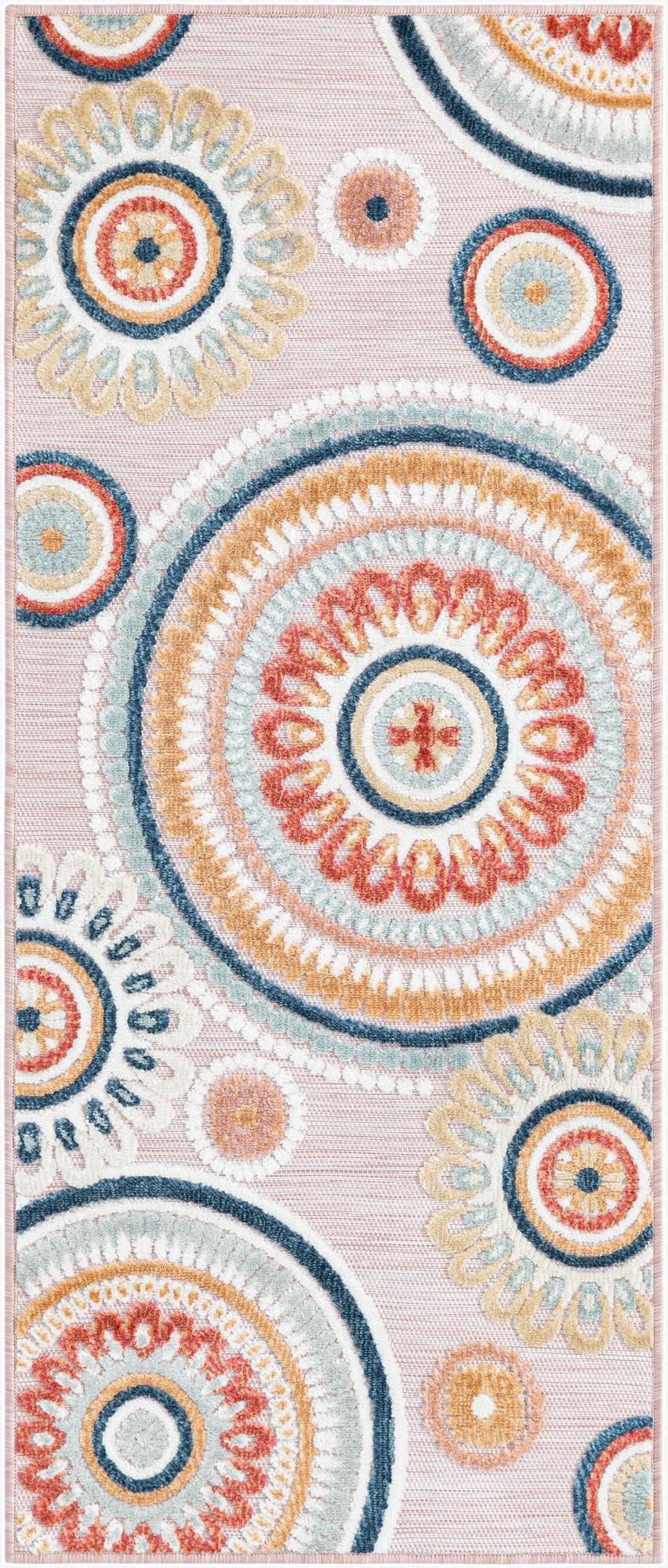  2' 2 x 5' 3  Washable Botanical Indoor / Outdoor Runner Rug