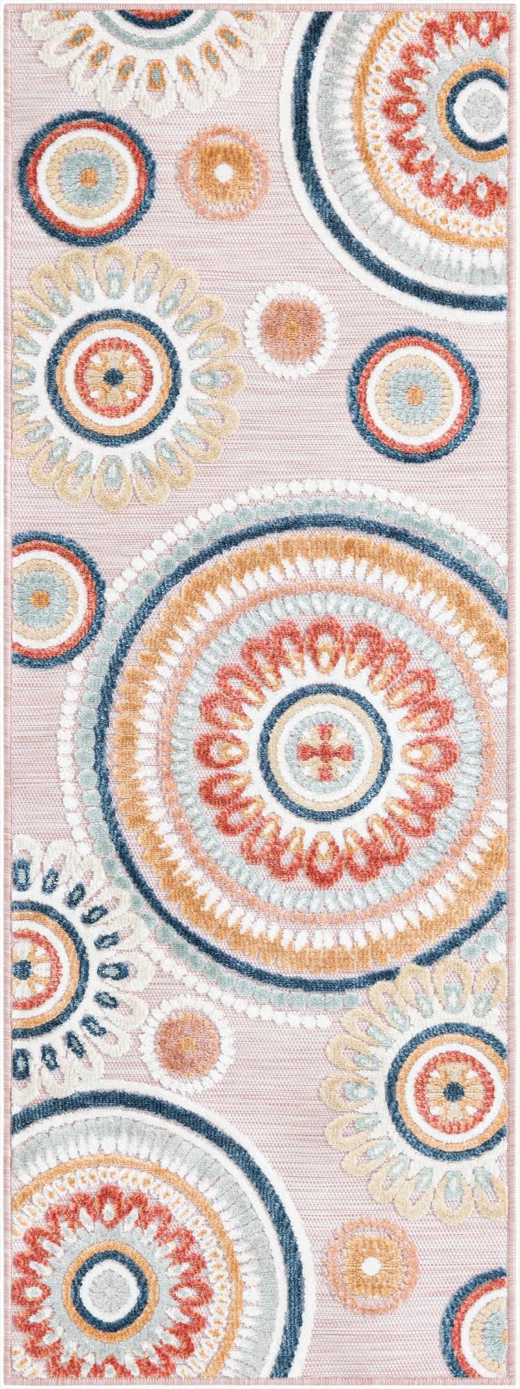  2' 2 x 6'  Washable Botanical Indoor / Outdoor Runner Rug