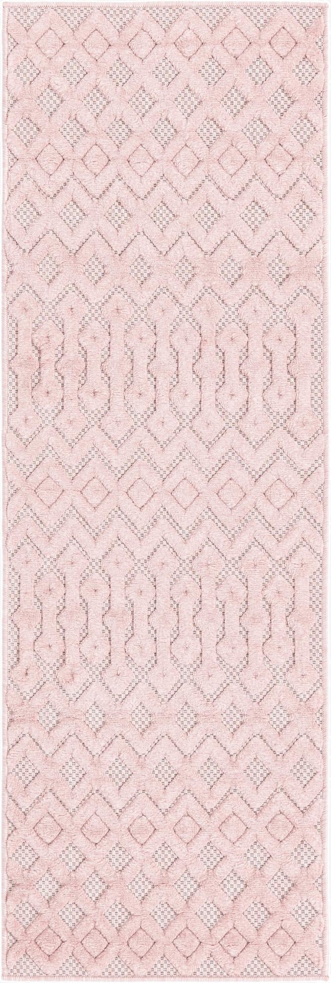  2' x 6'  Washable Trellis Textured Indoor / Outdoor Runner Rug