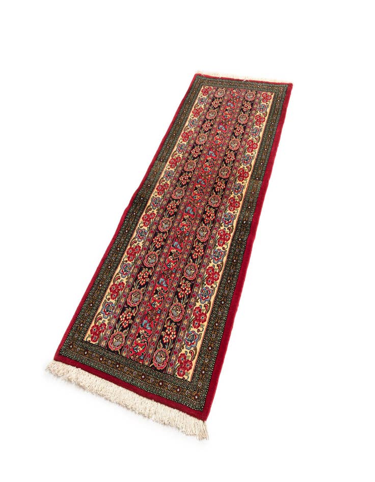 Detail image of  2' 7 x 6' 5  Hand Knotted Qom Persian Runner Rug