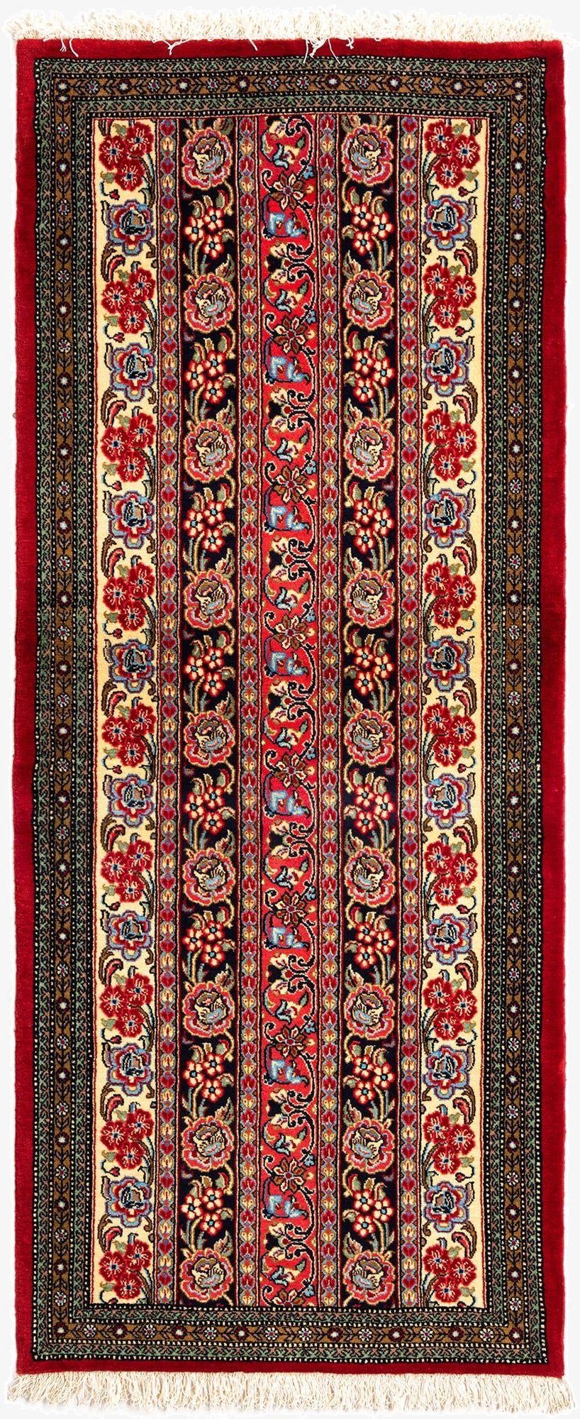  2' 7 x 6' 5  Hand Knotted Qom Persian Runner Rug