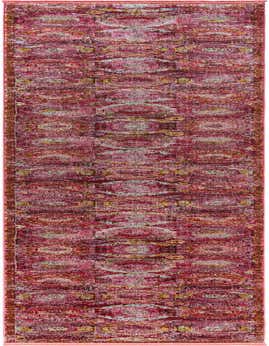 A long, narrow 20 ft runner rug in shades of pink, featuring a distressed bohemian medallion pattern, ideal for a hallway.
