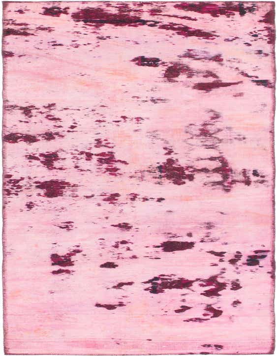 A 10 ft pink runner rug with a distressed vintage Persian pattern in darker pink and magenta tones, ideal for a hallway.