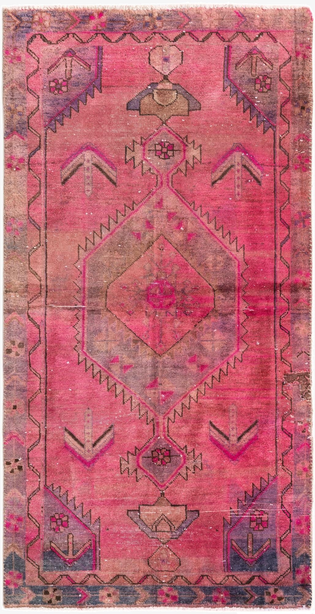  3' 4 x 6' 9  Hand Knotted Ultra Vintage Persian Wool Runner Rug