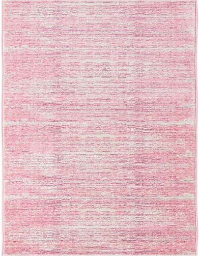 A 14 ft runner rug in shades of pink with a subtle textured, modern, and transitional pattern, ideal for a hallway.