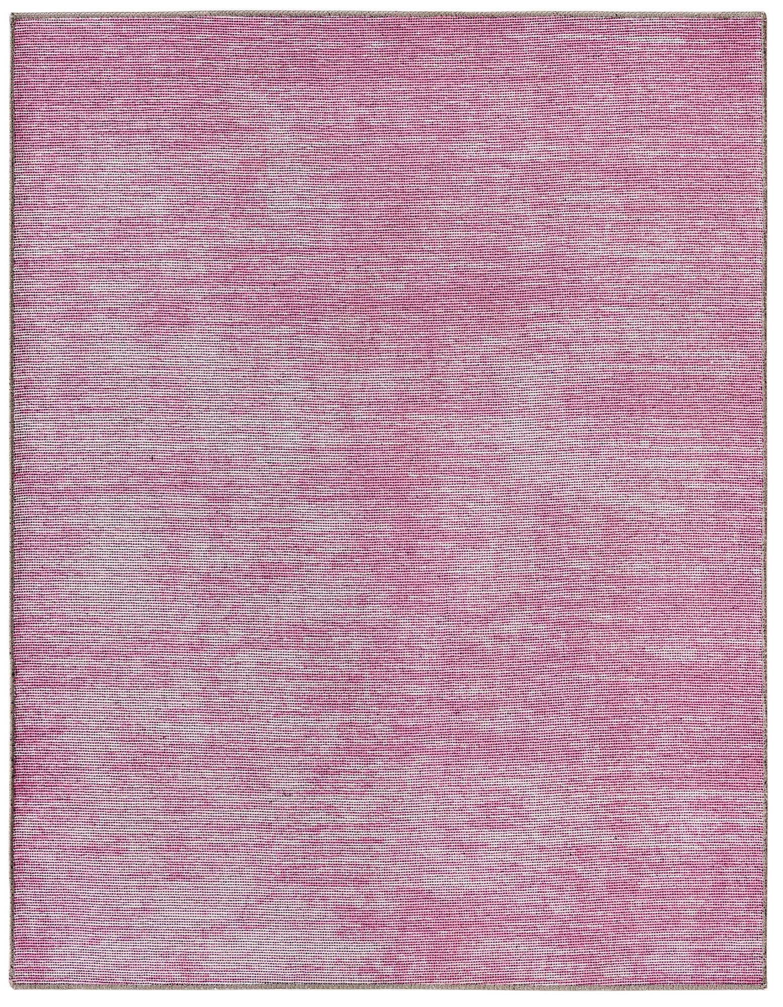 A 5'x5' square pink modern chenille rug with a subtle textured stripe pattern, suitable for indoor spaces.