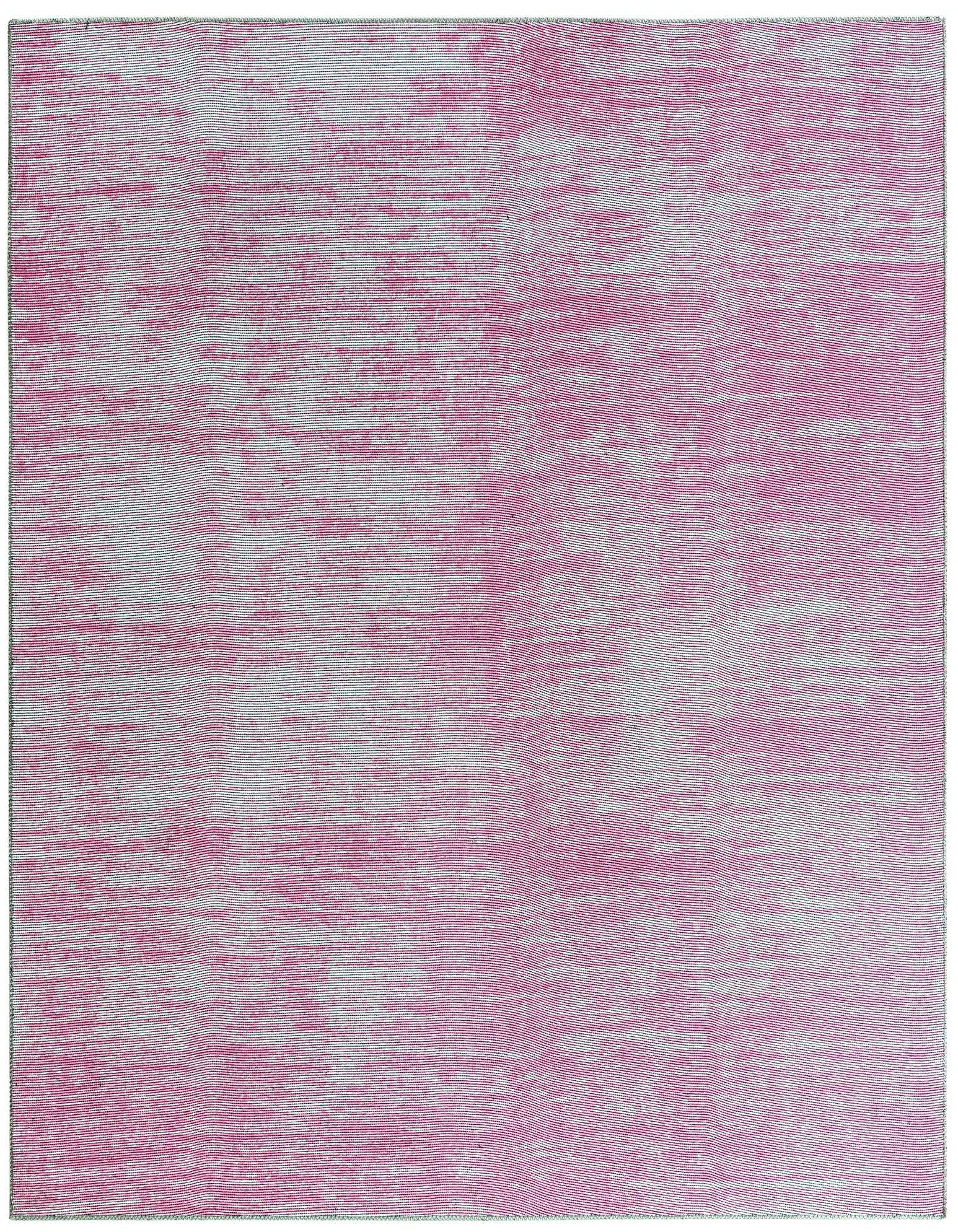 A 7' 7 x 7' 7 square pink modern area rug with a subtle textured stripe pattern, suitable for indoor spaces.