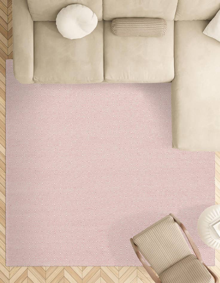 Detail image of  10' x 10'  Hand Woven Geo Trellis Flatweave Square Rug