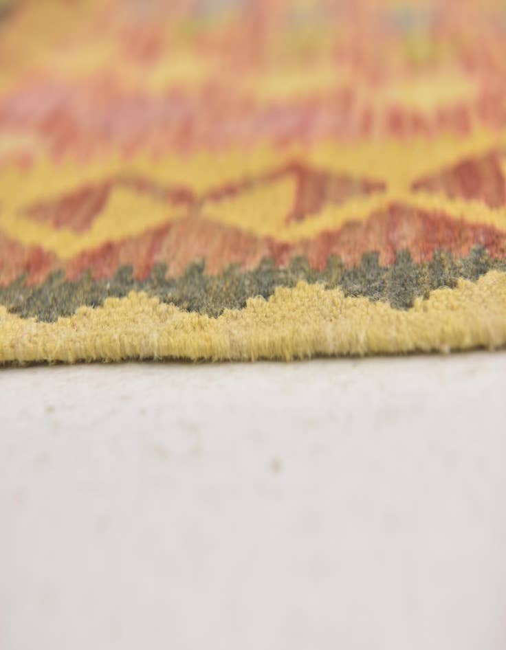 Detail image of  3' 2 x 3' 8  Hand Woven Kilim Maymana Wool Square Rug