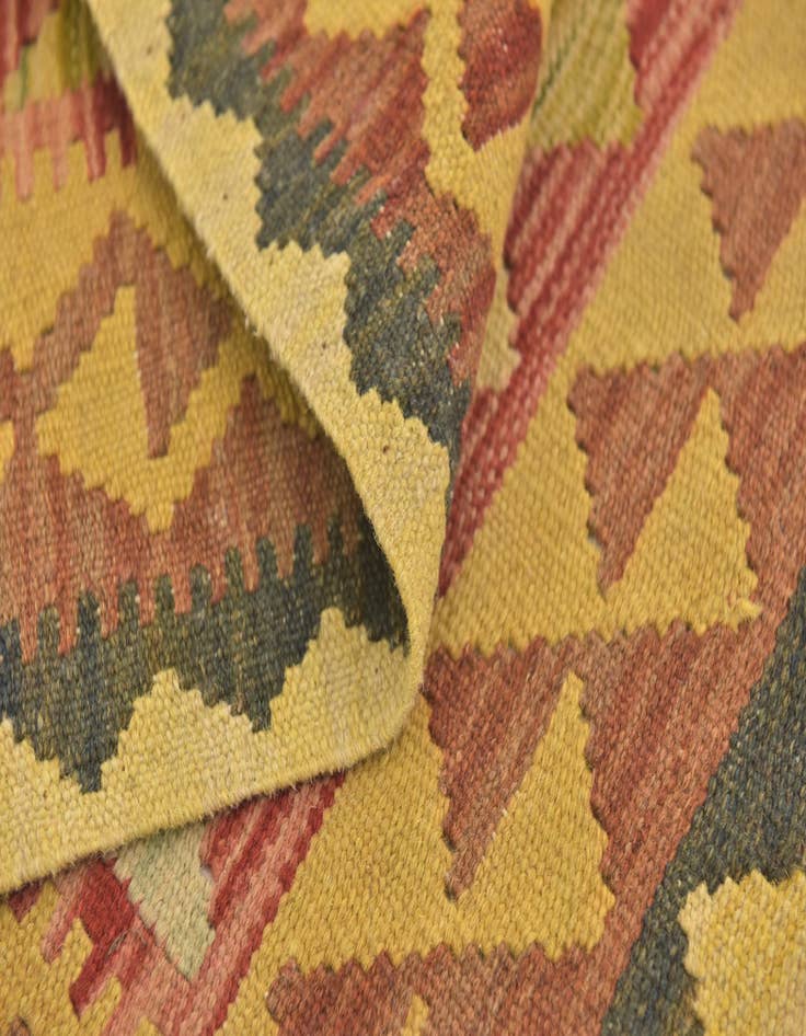 Detail image of  3' 2 x 3' 8  Hand Woven Kilim Maymana Wool Square Rug