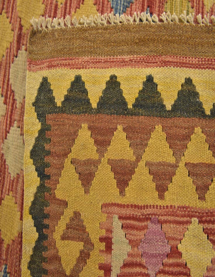 Detail image of  3' 2 x 3' 8  Hand Woven Kilim Maymana Wool Square Rug
