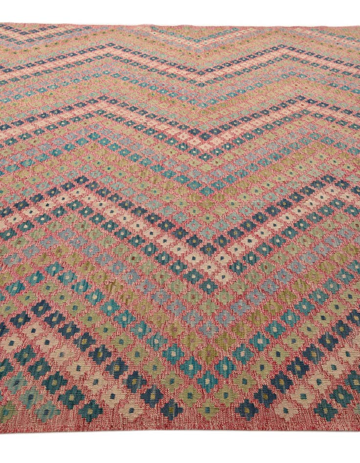 Detail image of  9' x 9' 3  Hand Woven Kilim Modern Wool Square Rug