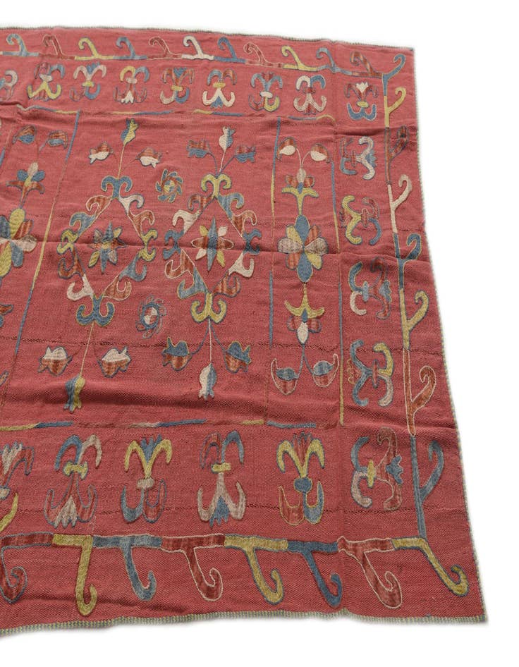 Detail image of  5' 3 x 6' 2  Hand Woven Kilim Suzani Wool Square Rug