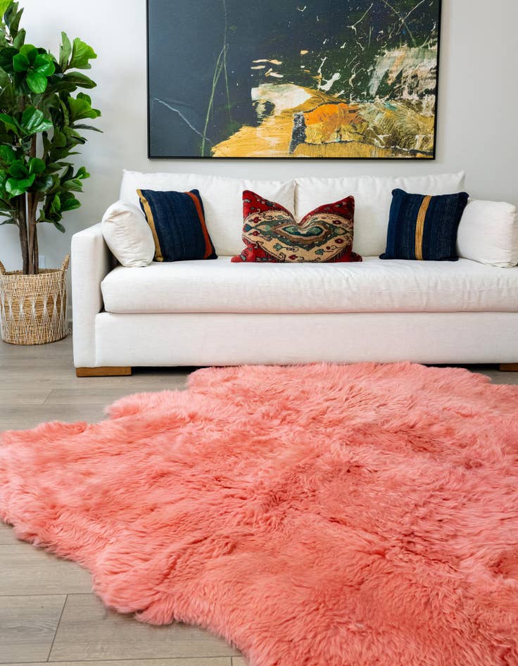 Detail image of  6' x 6' Natural Sheepskin Square Rug