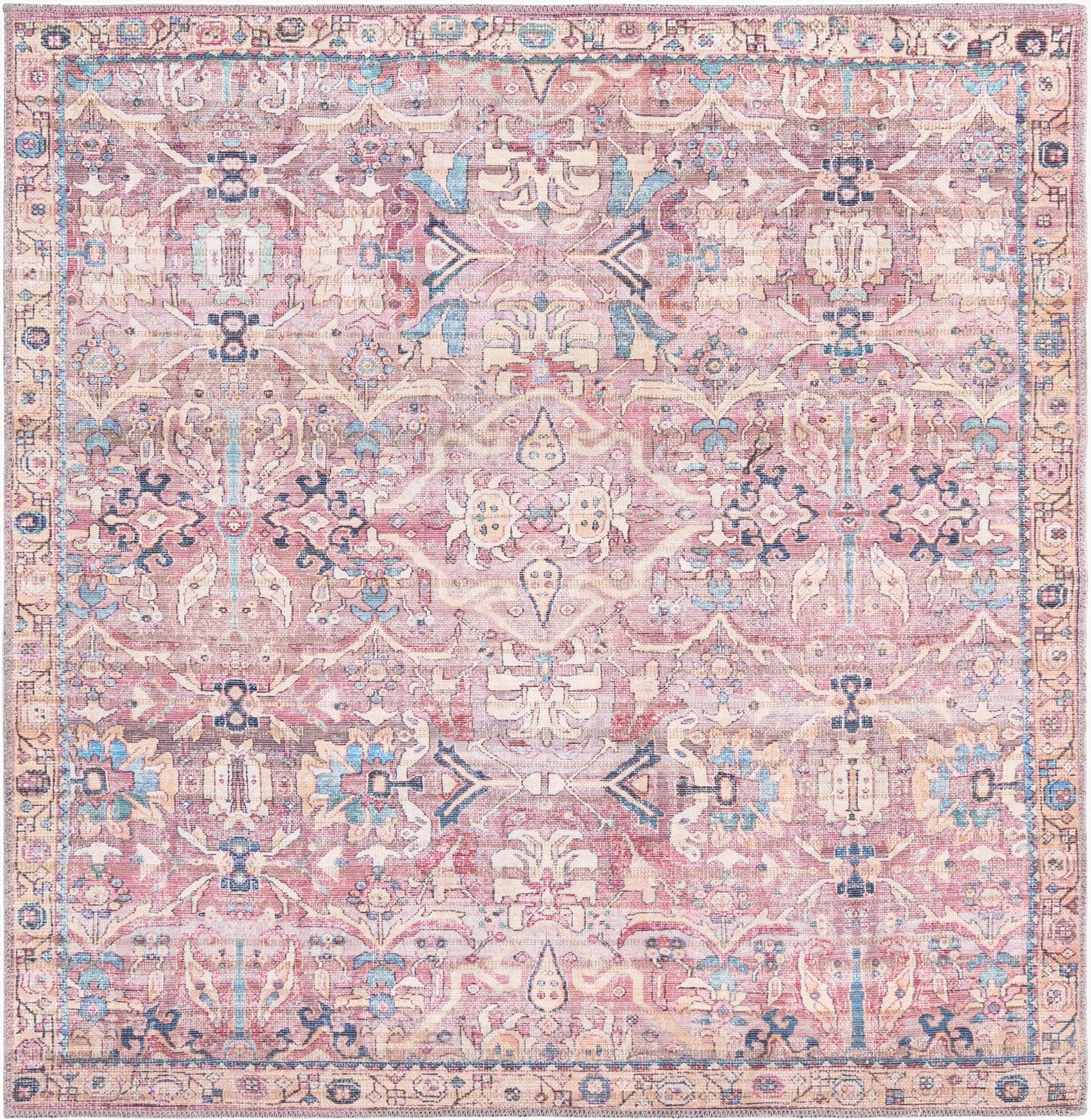  5' 3 x 5' 3  Washable Nostalgia Square Rug