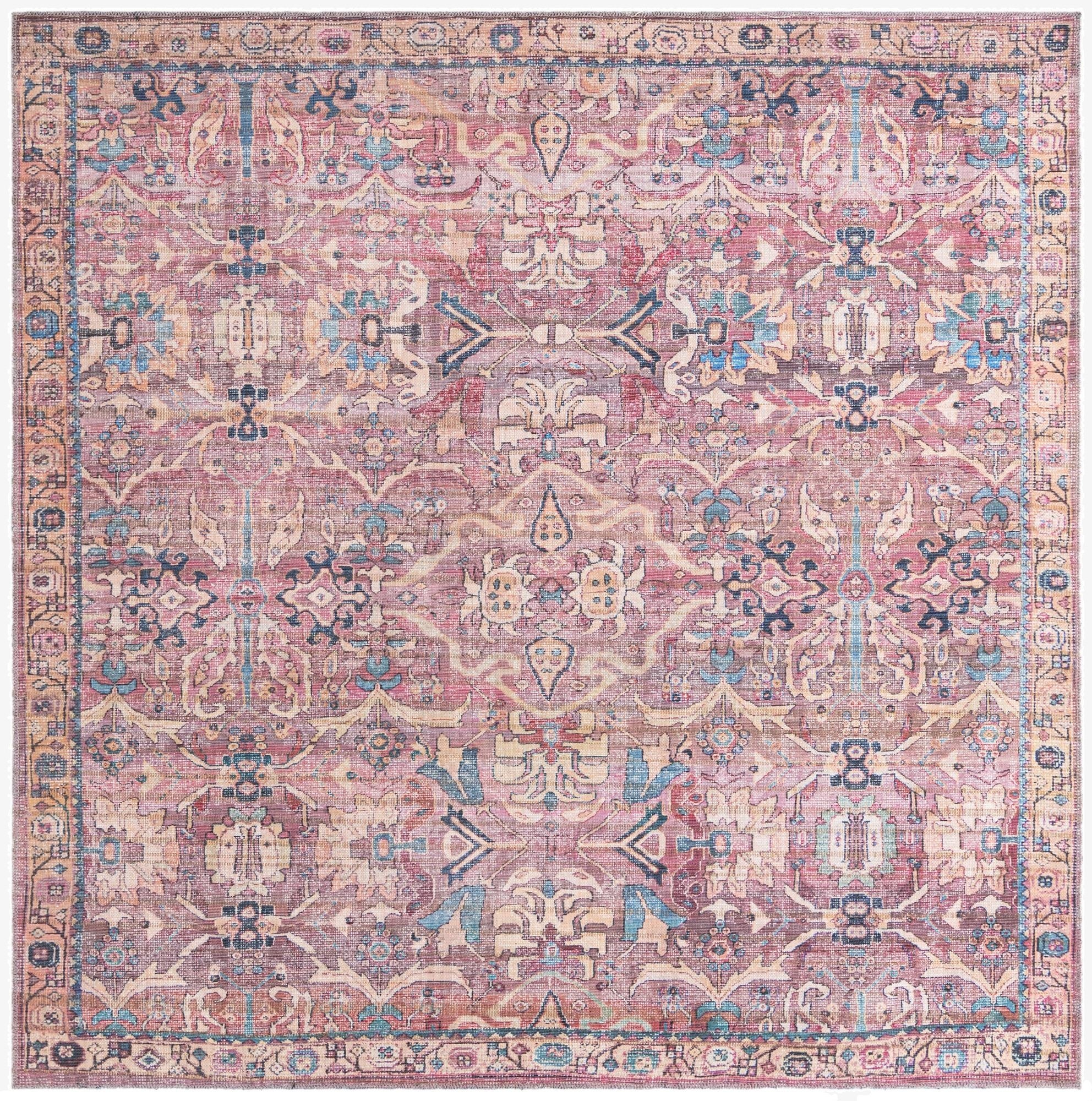  7' 3 x 7' 3  Washable Nostalgia Square Rug