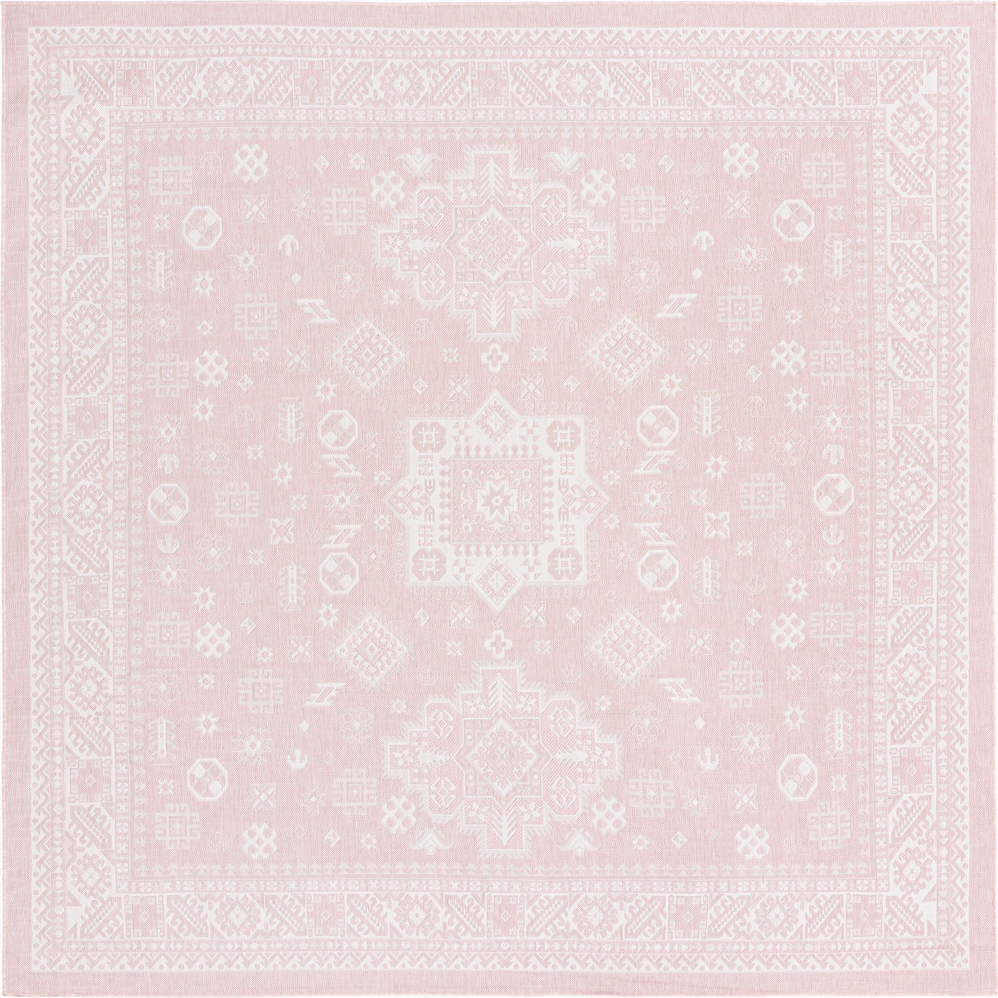  10' x 10'  Washable Aztec Indoor / Outdoor Square Rug