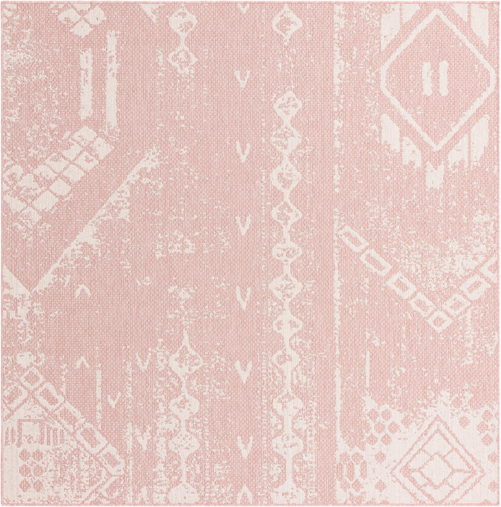  7' x 7'  Washable Bohemian Indoor / Outdoor Square Rug