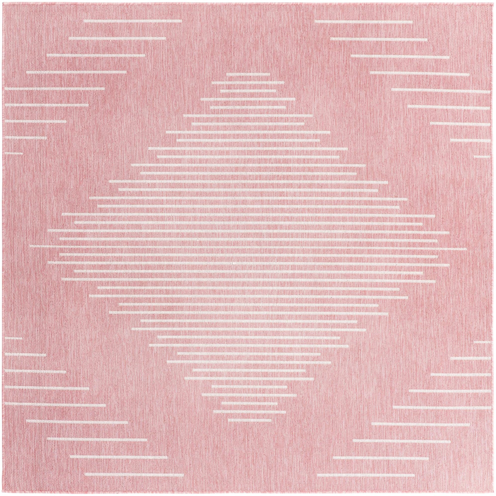 Pink 10' 8 x 10' 8 Modern Indoor / Outdoor Square Rug | Rugs.com