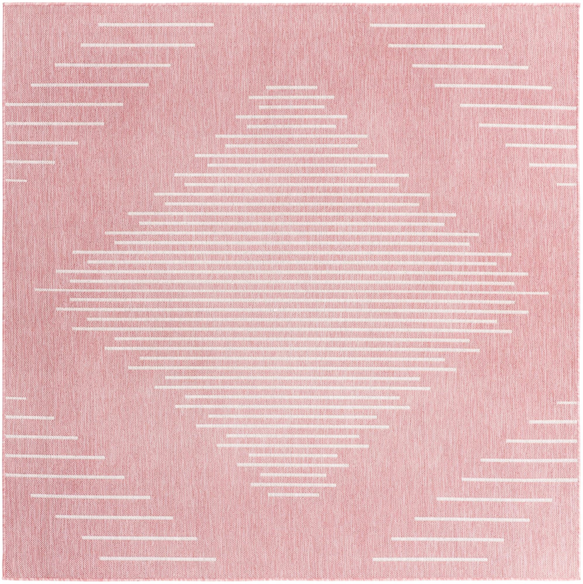 Pink 10' 8 x 10' 8 Modern Indoor / Outdoor Square Rug | Rugs.com