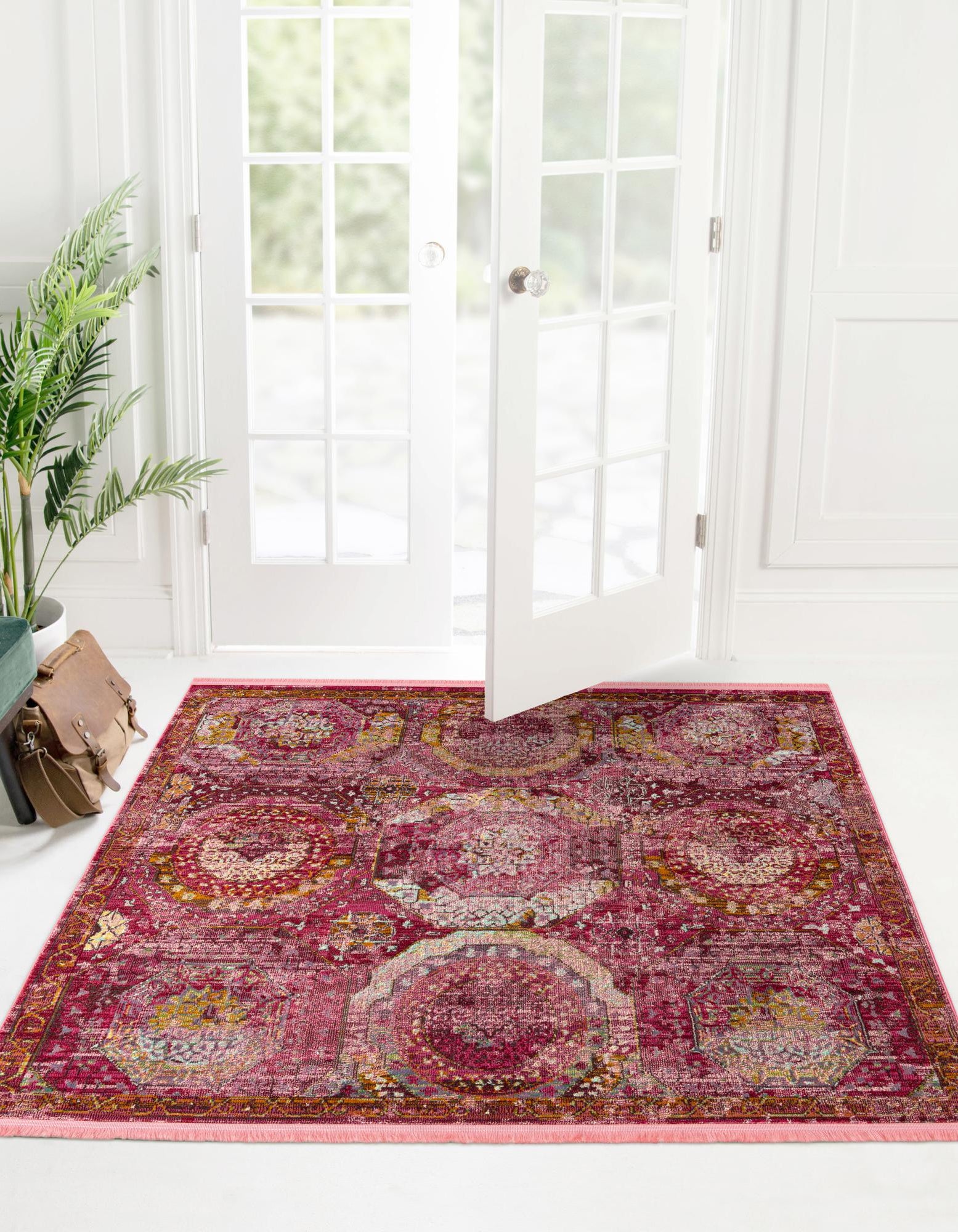 Pink 7' x 7' Santiago Square Rug | Rugs.com