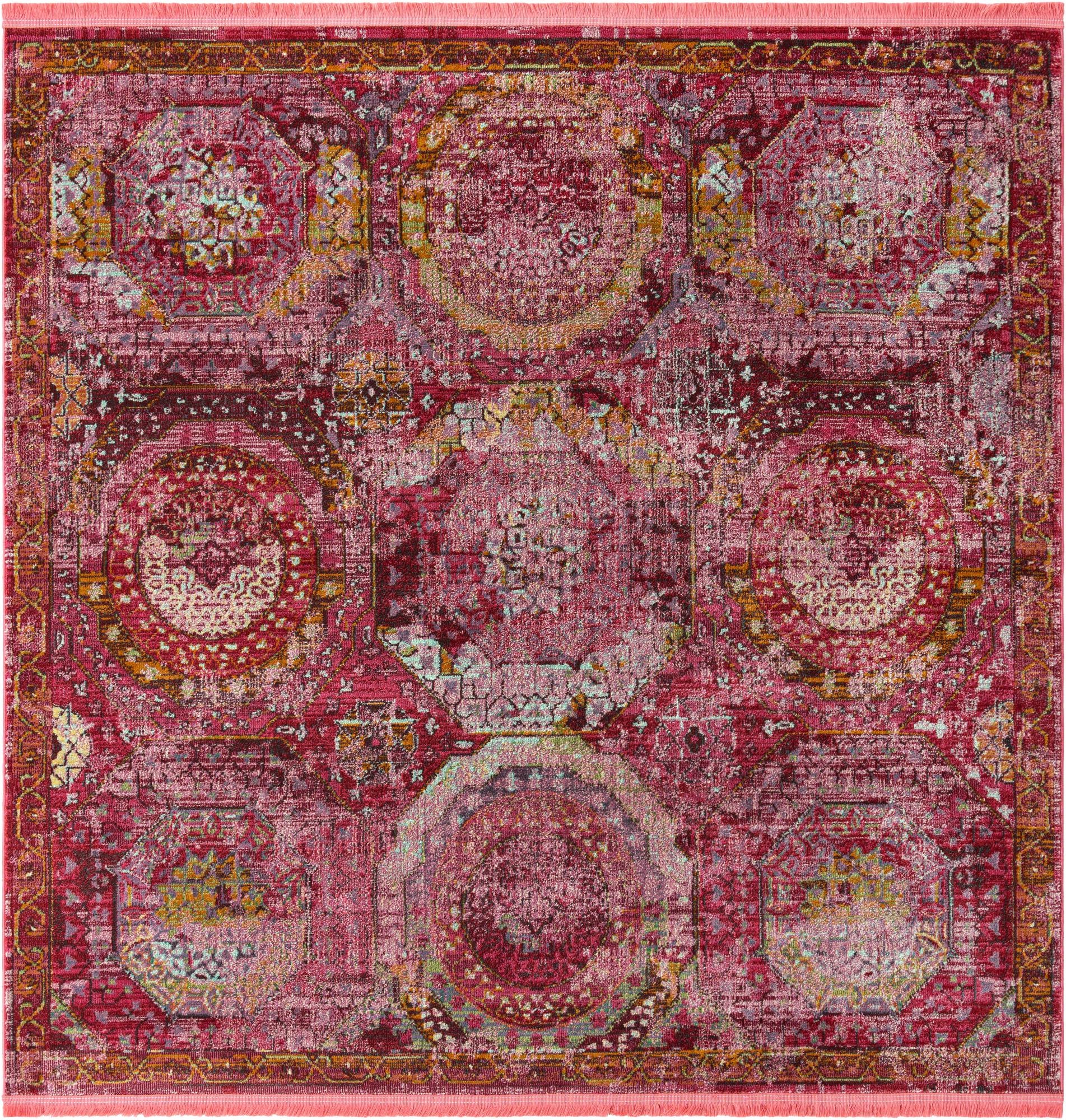 Pink 7' x 7' Santiago Square Rug | Rugs.com